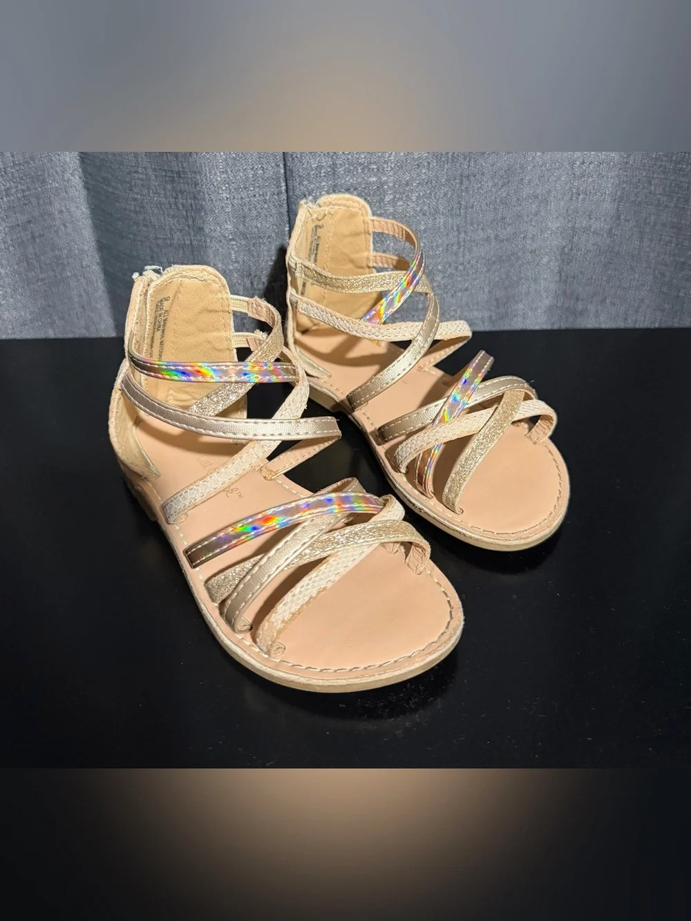 Cat & Jack Girls' Nude Sandals with Holographic Straps